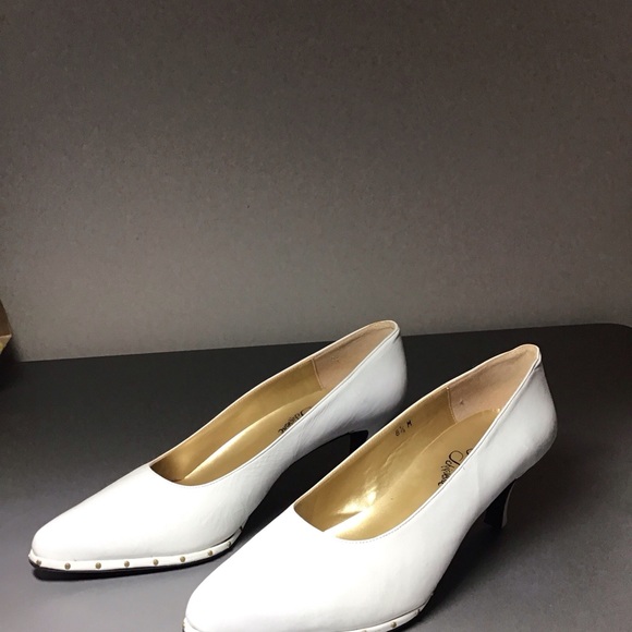 VINTAGE ROSINA FERRAGAMO SCHIAVONE LEATHER SHOES 8.5 MED NEED HEEL  REPAIR - Picture 3 of 9